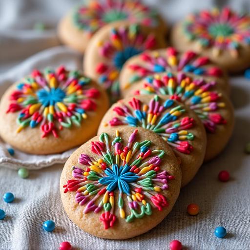 Galletas de mantequilla decoradas con glasa real que recrea el bordado otomí mexicano.